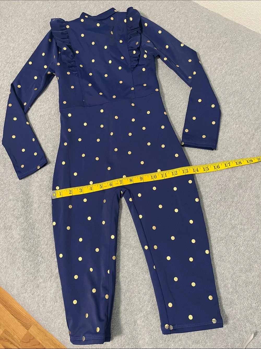 Mini Boden Rashgaurd Onepeice Jumpsuit Swimsuit Girls 7 Longsleeve Polkadot Zip